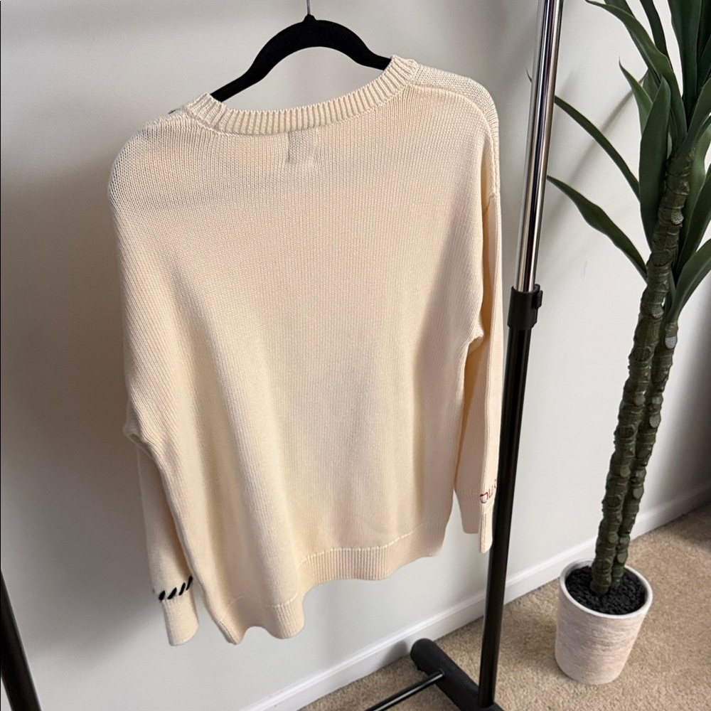 Anthropologie Maeve Crew-Neck Whipstitch Heart Icon Sweater size medium - Picture 9 of 9